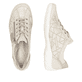 Goldene vegane remonte Damen Schnürschuhe R3408-91 mit einem Reißverschluss. Schuh von oben, liegend.