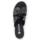 Schwarze remonte Damen Pantoletten R8759-01 mit Gummizug sowie leichter Sohle. Schuh von oben.
