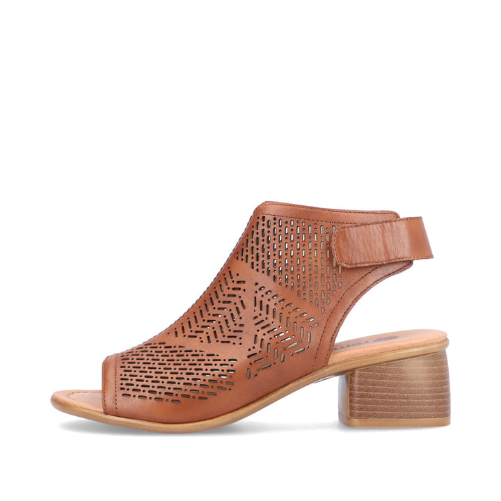 
Kastanienbraune remonte Damen Riemchensandaletten R8774-24 mit einem Blockabsatz. Schuh Außenseite