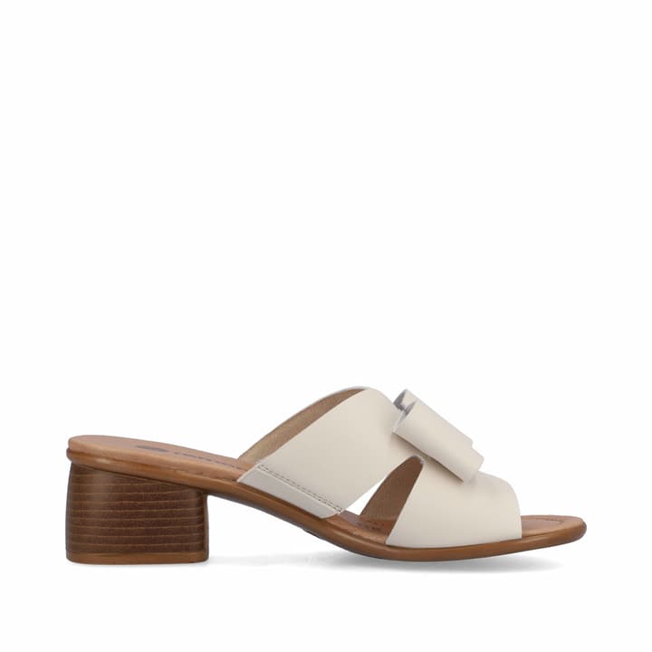 Beige remonte Damen Pantoletten R8759-60 mit einem Gummizug sowie leichter Sohle. Schuh Innenseite.