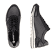 Baskets basses remonte noires pour femmes R6700-04 avec fermeture éclair. Chaussure vue de dessus, couchée.