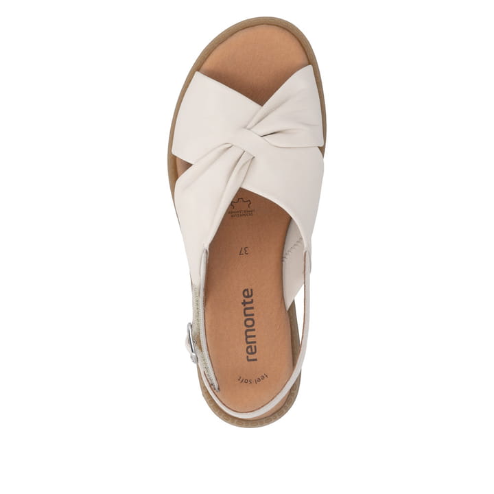 Beige remonte Riemchensandalen D3674-61 mit einem Klettverschluss. Schuh von oben.
