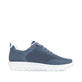 Mocassins remonte bleus pour femme D2V04-12 avec bande élastique. Côté intérieur de la chaussure.