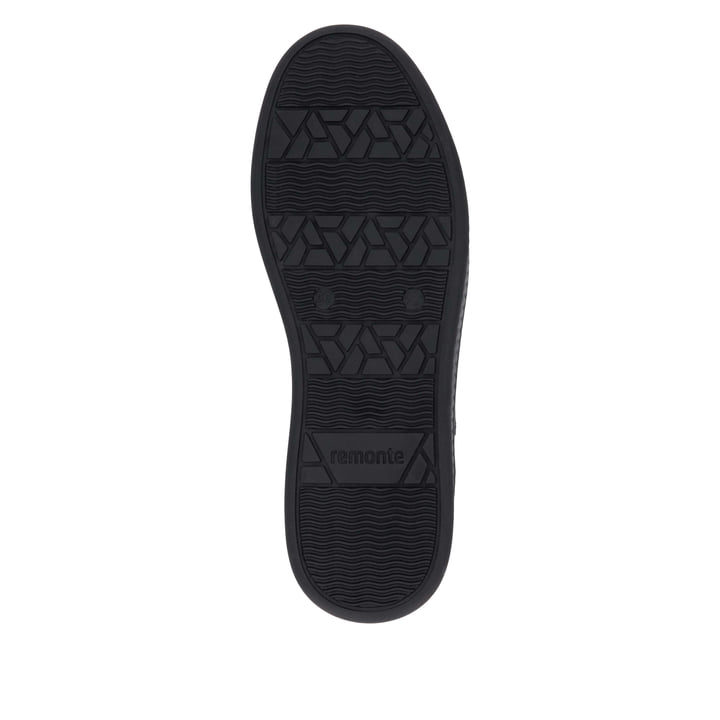 Schwarze remonte Damen Sneaker D2E00-03 mit goldenen Details. Schuh Laufsohle.