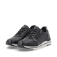 Baskets basses remonte noires pour femmes R6700-04 avec fermeture éclair. Chaussures inclinées sur le côté.