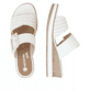 Weiße remonte Damen Pantoletten D6463-80 mit trendiger Schnalle. Schuh von oben, liegend.
