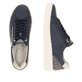 Blaue remonte Damen Sneaker Low D2E00-14 mit Reißverschluss sowie Komfortweite G. Schuh von oben, liegend.