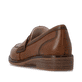 Braune remonte Damen Loafer D0F05-24 mit einem Gummizug. Schuh von hinten.