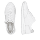Weiße remonte Damen Sneaker Low D1G10-80 mit einem Reißverschluss. Schuh von oben, liegend.