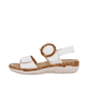Weiße remonte Riemchensandalen R6853-80 mit einem Klettverschluss. Schuh Außenseite.
