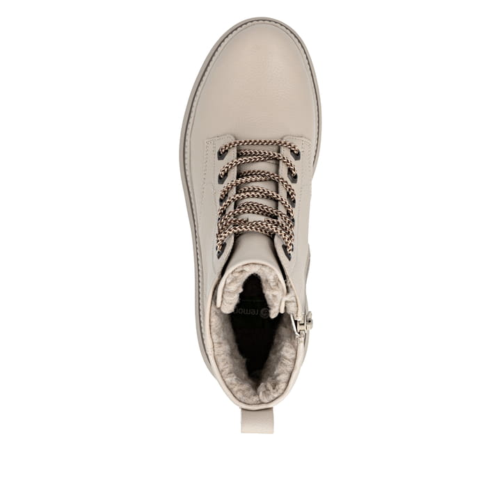 Beige remonte Damen Schnürstiefel D0C82-60 mit griffiger Glass-Fibre Sohle. Schuh von oben.