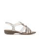 Beige remonte Riemchensandalen R3605-90 mit metallischem Finish sowie Gummizug. Schuh Innenseite.