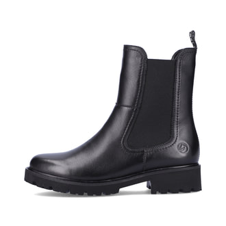 
Graphitschwarze remonte Damen Chelsea Boots D8694-00 mit einer dämpfenden Sohle. Schuh Außenseite