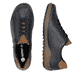 Dunkelblau-braune remonte Damen Schnürschuhe R1402-16. Schuh von oben, liegend.