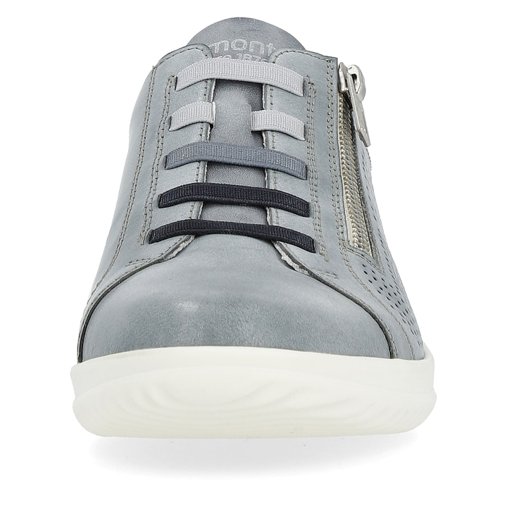 Blaue remonte Damen Schnürschuhe D1E02-14 mit einem Reißverschluss. Schuh von vorne.