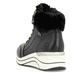 Schwarze remonte Damen Schnürstiefel D0T77-02 mit wasserabweisender TEX-Membran. Schuh von hinten.
