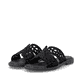 Mules remonte noires vegan pour femme D3647-00 avec bande élastique. Chaussures inclinées sur le côté.