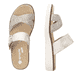 Metallische vegane remonte Damen Pantoletten D2048-91 mit einem Klettverschluss. Schuh von oben, liegend.