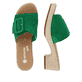 Smaragdgrüne remonte Damen Pantoletten D0N56-52 mit Klettverschluss. Schuh von oben, liegend.