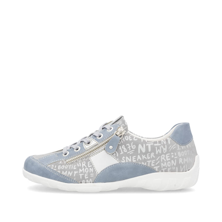 Blaue remonte Damen Schnürschuhe R3403-14 mit einem Reißverschluss. Schuh Außenseite.