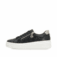Baskets basses remonte noires pour femme D1C11-03 avec fermeture éclair. Côté extérieur de la chaussure.