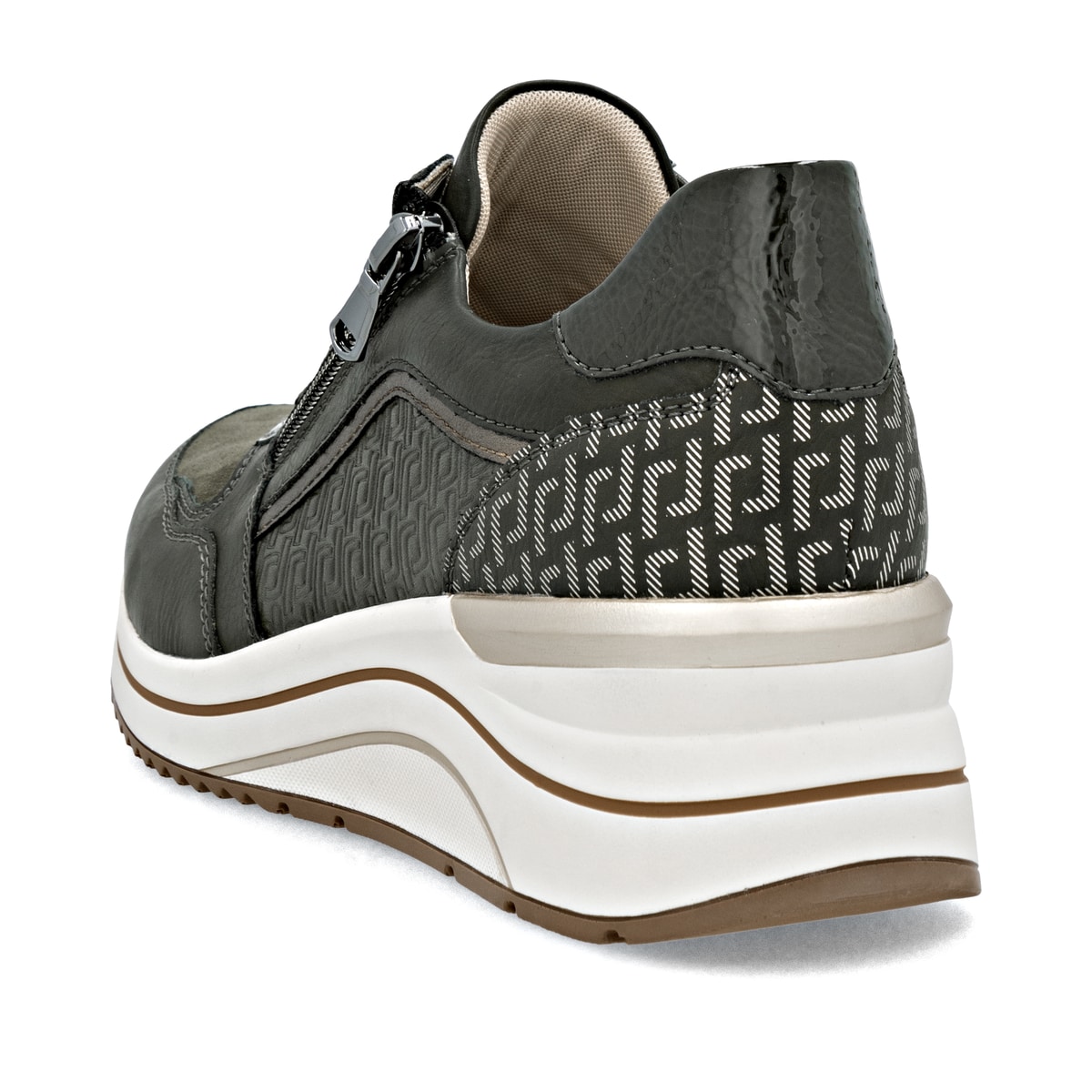 Baskets basses remonte vertes pour femme D0T16-54 avec fermeture éclair. Chaussure vue de dessus.