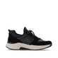 Mocassins remonte noirs femmes D3V01-02 avec fermeture éclair décorative. Côté intérieur de la chaussure.
