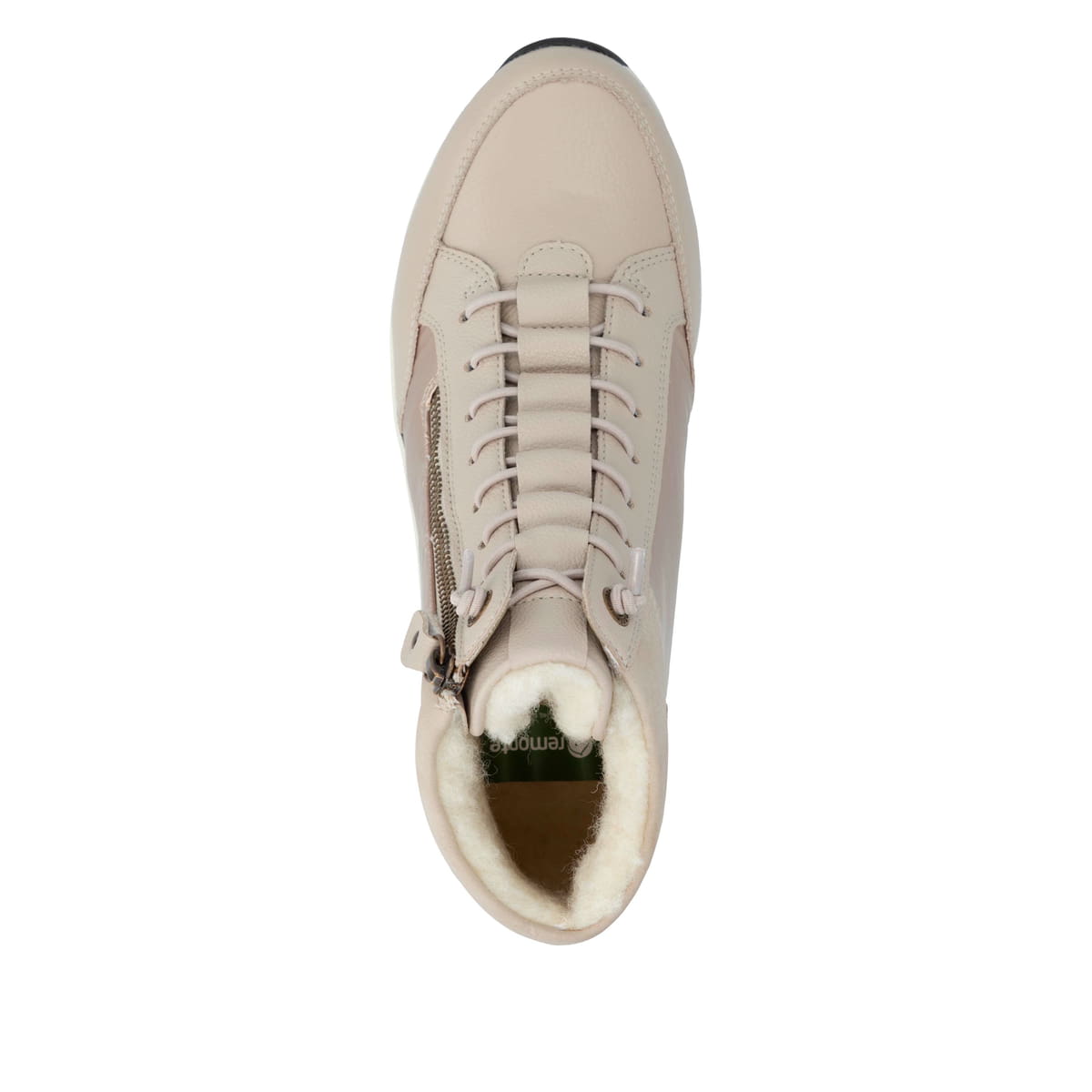 
Sandbeige remonte Damen Schnürstiefel D0T72-60 mit Schnürung und Reißverschluss. Schuh von oben