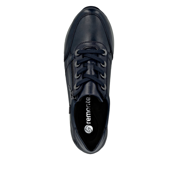Blaue remonte Damen Sneaker D1302-14 mit wasserabweisender remonteTEX-Membran. Schuh von oben.