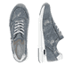 Blaue remonte Damen Sneaker Low R6700-13 mit Reißverschluss sowie Komfortweite G. Schuh von oben, liegend.