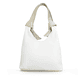 Sac à main remonte Q0720-82 blanc avec effets métalliques et fermeture éclair. Arrière.