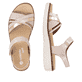 Rosafarbene vegane remonte Riemchensandalen D2058-31 mit einem Klettverschluss. Schuh von oben, liegend.