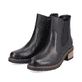 
Mitternachtsschwarze remonte Damen Chelsea Boots D1A71-01 mit einer Profilsohle. Schuhpaar schräg.