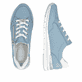 Blaue remonte Damen Sneaker Low R6716-12 mit Reißverschluss sowie Komfortweite G. Schuh von oben, liegend.