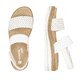 Weiße remonte Riemchensandalen D0Q56-80 mit einem Klettverschluss. Schuh von oben, liegend.