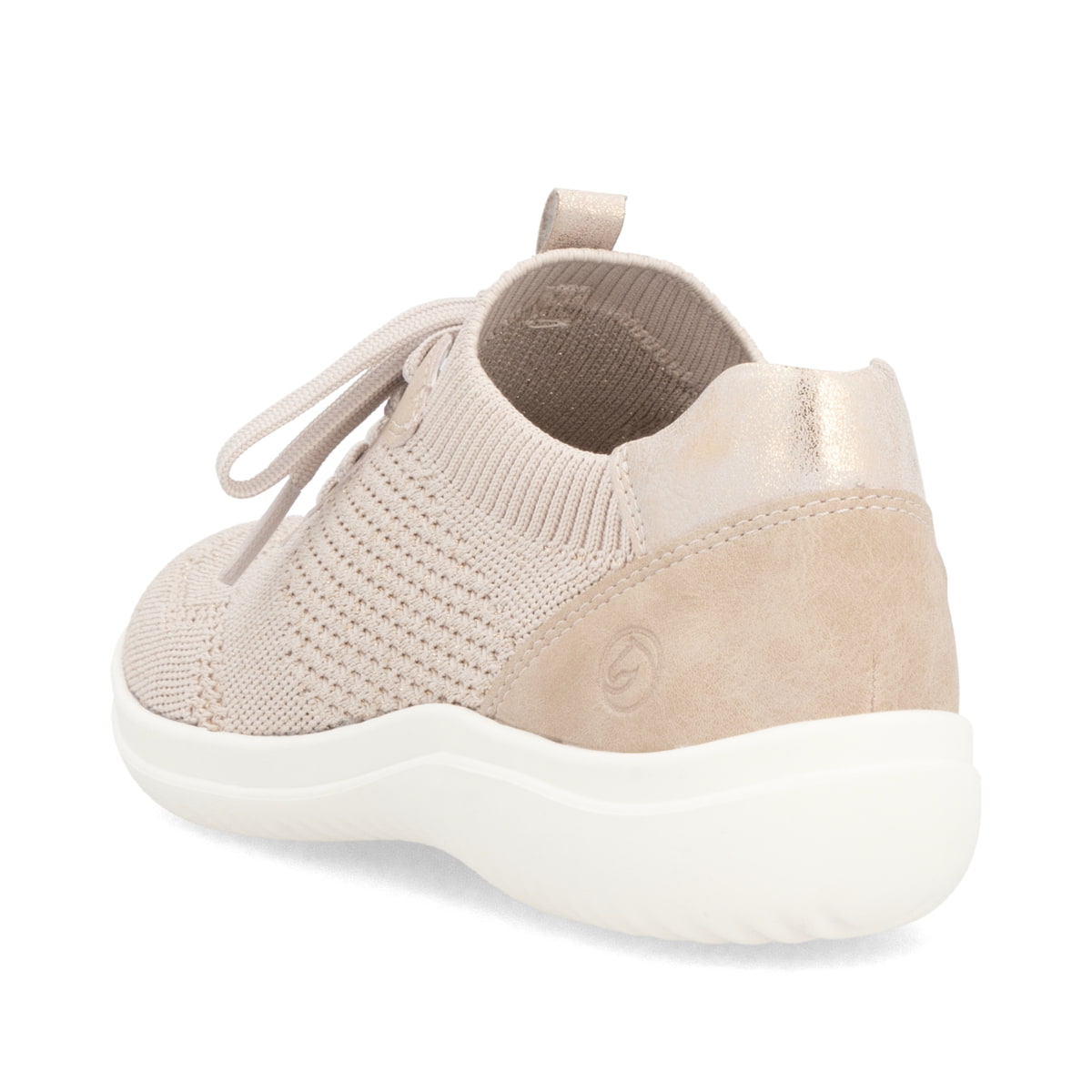 Rosane remonte Damen Slipper D1E05-31 mit einem Gummizug sowie Komfortweite G. Schuh von hinten.