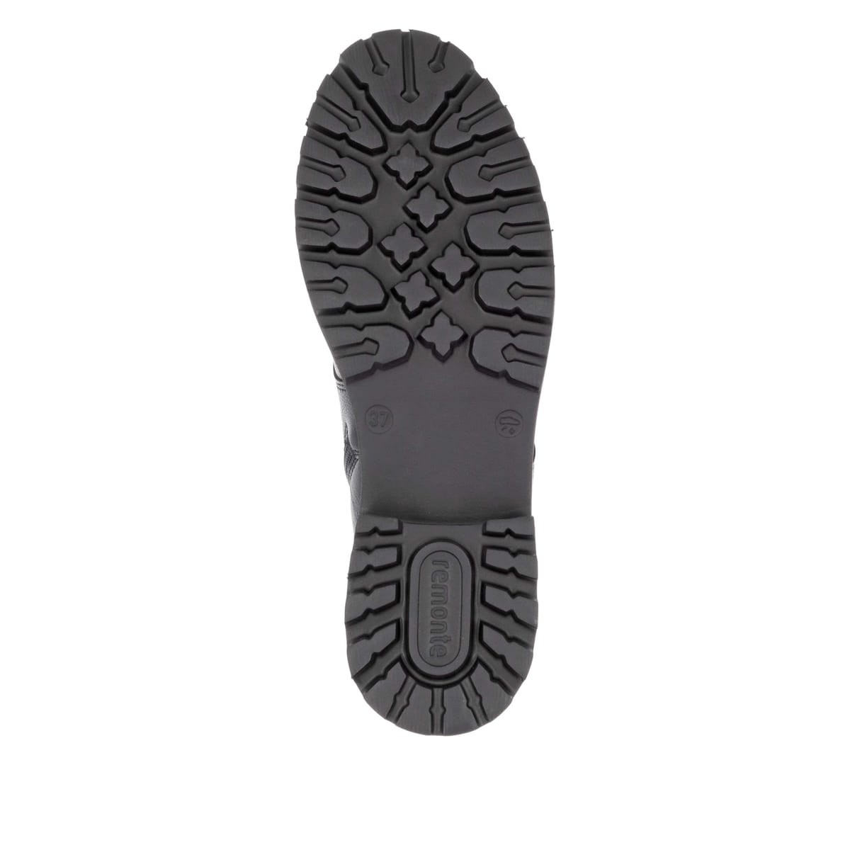 Schwarze remonte Damen Schnürstiefel D8661-00 mit einem Reißverschluss. Schuh Laufsohle.