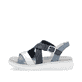 Blaue remonte Riemchensandalen D2K53-14 mit einem Klettverschluss. Schuh Außenseite.