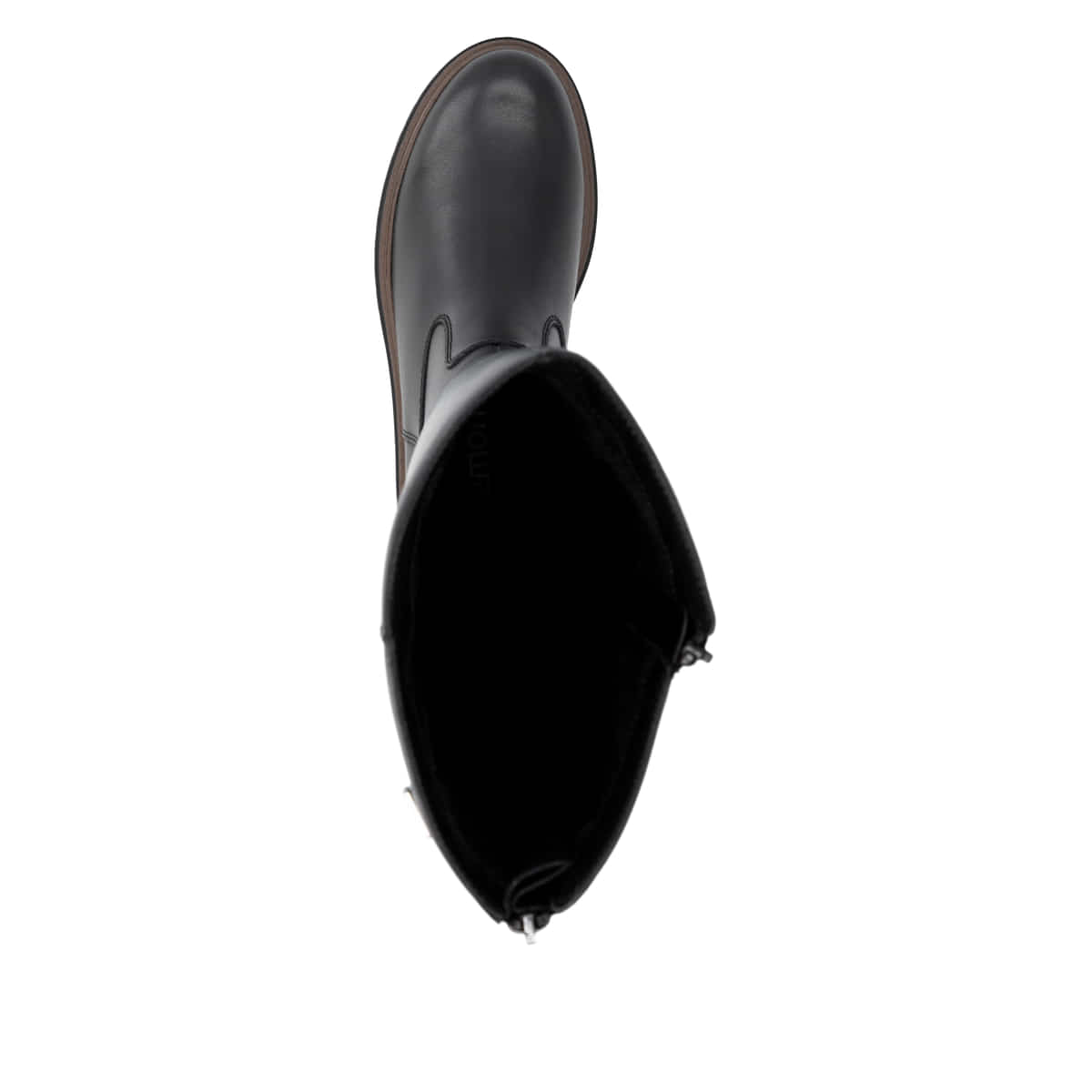 Schwarze remonte Hochschaftstiefel D4B71-00 mit wasserabweisender TEX-Membran. Schuh von oben.