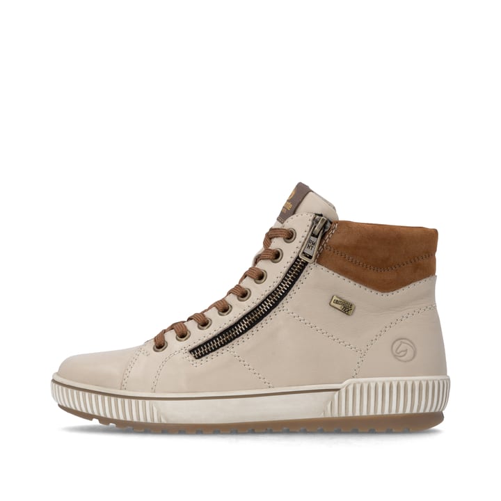 Beige-braune remonte Damen Schnürstiefel D0772-62. Schuh Außenseite.