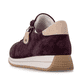 Weinrot-beige remonte Damen Sneaker D0H19-30 mit einem Reißverschluss. Schuh von hinten.