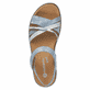 Blaue vegane remonte Riemchensandalen D2058-12 mit einem Klettverschluss. Schuh von oben.