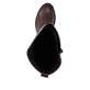 Dunkelbraune remonte Hochschaftstiefel D2W77-25 mit einem Reißverschluss. Schuh von oben.