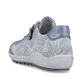 
Himmelblaue remonte Damen Schnürschuhe R1402-11 mit einer dämpfenden Profilsohle. Schuh von hinten