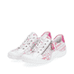 Weiße remonte Damen Schnürschuhe R3403-81 mit einem Reißverschluss. Schuhpaar seitlich schräg.