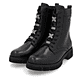 Schwarze remonte Damen Schnürstiefel D2S73-00 mit wasserabweisender TEX-Membran. Schuhpaar seitlich schräg.