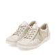 Goldene vegane remonte Damen Schnürschuhe R3408-91 mit einem Reißverschluss. Schuhpaar seitlich schräg.