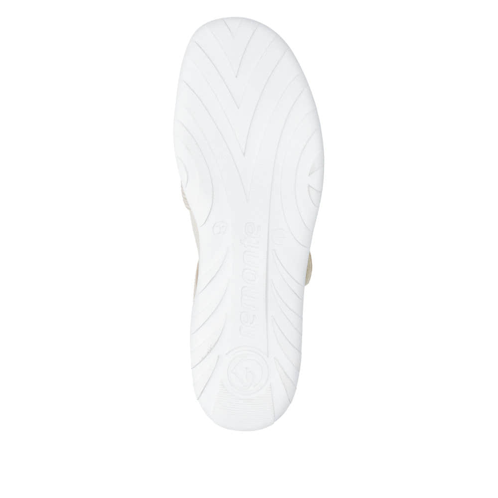 Ballerines remonte beiges pour femme R3519-60 avec fermeture velcro. Semelle extérieure de la chaussure.