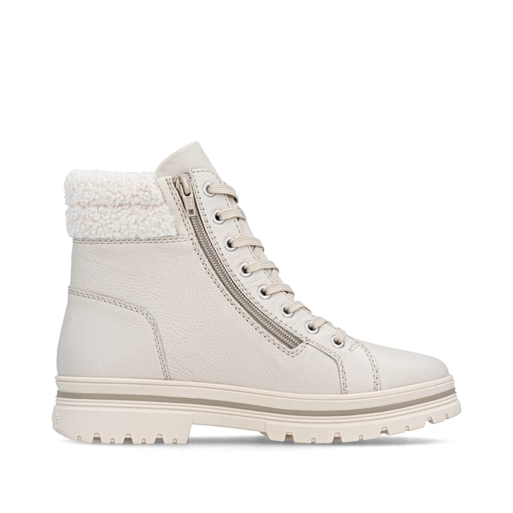 Weiße remonte Damen Schnürstiefel D2U74-80 mit wasserabweisender TEX-Membran. Schuh Innenseite.