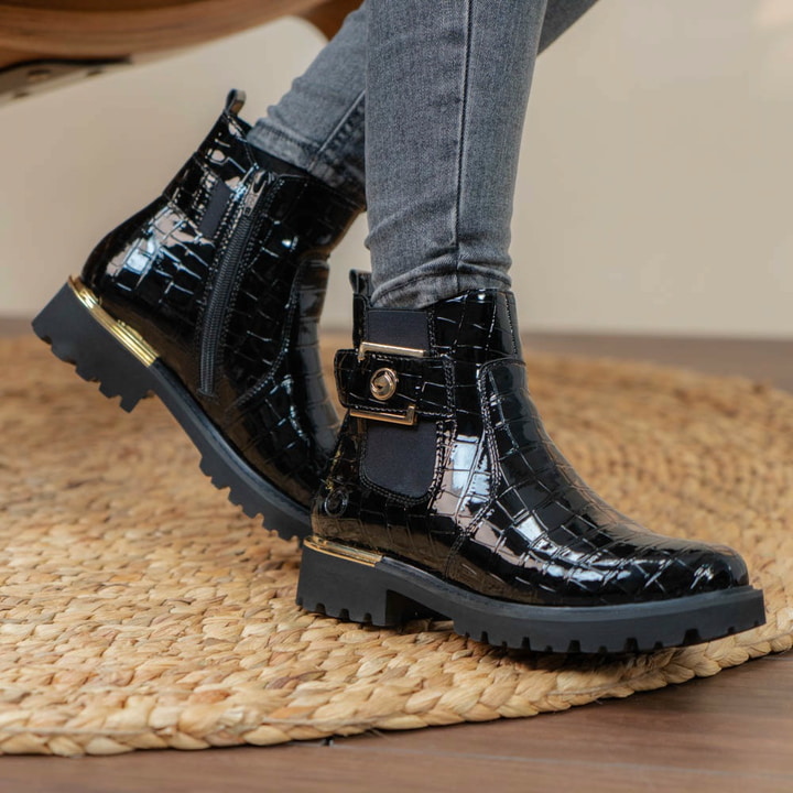 schwarze remonte Schnürstiefel D8683-03 getragen